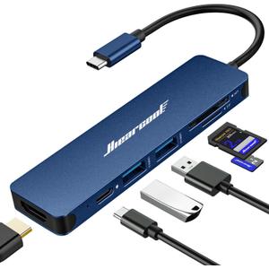 Hiearcool USB C Hub for MacBook Air/Pro, 7-in-1 USBC Adapter Multiport with 4K HDMI Dongle, USB-C Dock Laptop Docking Station for Thunderbolt 3/4 Laptops and Other Type-C Devices (Navy Blue)