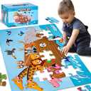 LovesTown Floor Puzzles for Kids, Jumbo Animal Puzzle, Educational Learning Toys for Family Entertainment and Preschool Education, 48 PCS 3 x 2 Ft