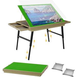 Large Puzzle Board & Puzzle Table with Folding Legs and Drawers 3626 Tilt Tabletop for 1500Piece Puzzle Board, Portable Ergonomic Puzzle Table for Family Bonding & Cognitive Therapy
