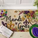 Artoid Mode Irises Flowers Mardi Gras Doormat, Carnival Home Decor Switch Rug Low-Profile Door Mat Floor Mat for Indoor Outdoor 17x29 Inch