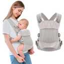 Breathable Mesh Baby Carrier, Ergonomic Design Baby Wraps Carrier with Head Support and Adjustable Sling for Newborns to Toddlers, Infant Carrier Baby Gift,for Babies 7 to 45 lbs (Gray)