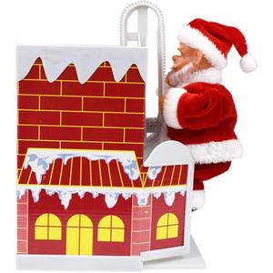Christmas Electric Toy Climbing Chimney Santa Claus Musical Toy Dancing SingingSanta Claus for Children Kids Need to Assemble by Yourself Without Battery