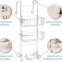 Zenna Home Shower Caddy Hanging Over the Shower Door Organizer, Stainless Steel Rack with 2 Shelves and Built in Hooks, Bathroom Organizer Shelf for Inside Shower, Chrome