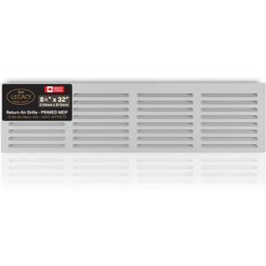 Return Air Grill 30x6 Duct Opening (3/4 x 32'' x 8 1/2" Overall Size), Noise Free-high Airflow Vent Cover, Wide & Angled/Slots, Made from 3/4 Thick MDF, Sanded & Primed, Ready to Paint