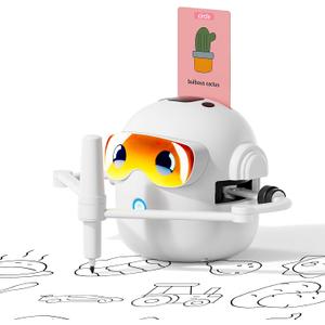 Drawing Robot for Kids with 100 Card, Voice Interactive Educational Drawing Machine, Enlightenment in Painting Learning Kids Toys for 3 4 5 6 7 8 Age Christmas Toddler Toys Gifts