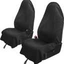 Leader Accessories 2pcs Waterproof Towel Front Seat Covers Black Non-Slip Bucket Seat Dog & Kid Auto Protector