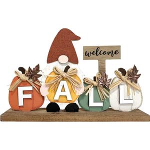 Fall Decorations for Home Thanksgiving Decor Wooden Gnome Sign Farmhouse Welcome Fall Sign Vintage Autumn Harvest Signs Indoor