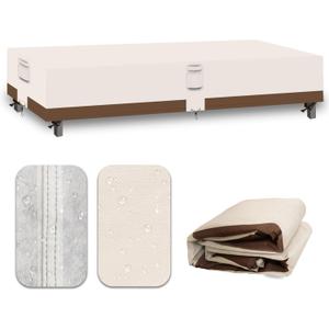 Heavy Duty Patio Furniture Covers Waterproof, 600D Outdoor Furniture Cover Waterproof for Sectional Sofa Couch, Outdoor Dining Table and Chair Set Covers 110''L x 84''W x 28''H, Beige Brown