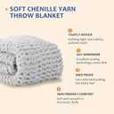 L'AGRATY Chunky Knit Blanket Throw: 60''x80'' Chenille Chunky Knitted Throw Blankets for Twin Bed Couch - Handmade Thick Cable Knit Blanket - Large Crochet Rope Blankets for Home Decor(Grey)