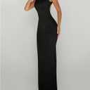 Floerns Women's Glitter Backless Tank Dress Cocktail Formal Slit Hem Bodycon Maxi Dresses (Black, L)