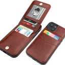 KIHUWEY Compatible with iPhone 14 Case Wallet with Credit Card Holder, Flip Premium Leather Magnetic Clasp Kickstand Heavy Duty Protective Cover for iPhone 14 6.1 Inch (Brown)