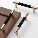 24 Pack 3 3/4 Inch 96 mm Bar Cabinet Pulls Gold and Black Knurled Handles for Brushed Gold Drawer Pulls Cupboard Aluminum Handles