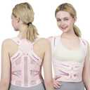 Posture Corrector for Women and Men Upgraded Back Brace, Adjustable Back Support for Upper and Lower Back Pain Relief, Shoulder Straightener for Hunchback, Scoliosis, Lumbar, Spine (Pink, Large)