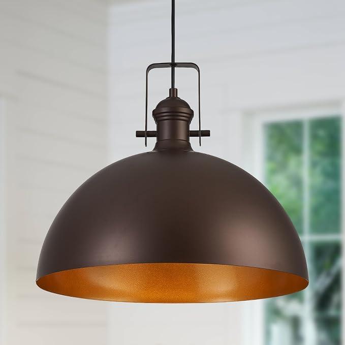 Haolaike 18 Inch Large Pendant Lights for Kitchen Island Matte ORB Farmhouse Pendant Light fixtures Adjustable Height Dome Hanging Light for Dinning Room Bedroom Hallway,1 Pack