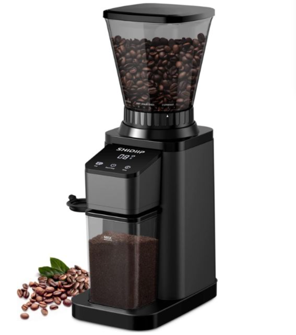 Electric Burr Coffee Grinder with 48 Grind Settings, Adjustable Burr Mill Coffee Bean Grinder with Touch Control Display for Espresso/Drip/Pour Over/Cold Brew/French Press, Black