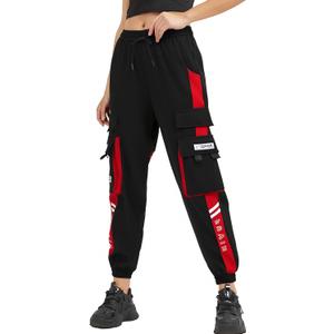 MEINVQIAOTI Black Cargo Pants for Women Straight Hip-hop and Thin Casual Techwear Women Baggy Pants (XX-Large, Red)