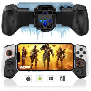 Wireless Gamepad Controller for iPhone iOS Android Switch PC with Cool Conduction Plate RGB Cooling Fan, Phone Controller Joystick for iPhone 16/15/14/13, Samsung, LG, Google, Turbo/Macro Function, COD