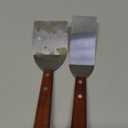 Small Metal Spatula Set,Mini Wooden Spatulas for Kitchen Use,Tiny Griddle Solid Stainless Steel Spatula With Wood Handle for Cake Fish Cookie,Grill Chef Baking Scraper Spatula Turner,2 Pack,Sliver