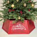 Red Wood Christmas Tree Collar,28.7" Christmas Tree Base Cover, Hexagon Natural Wooden Tree Box Stand,Farmhouse Tree Collars for Artificial Trees