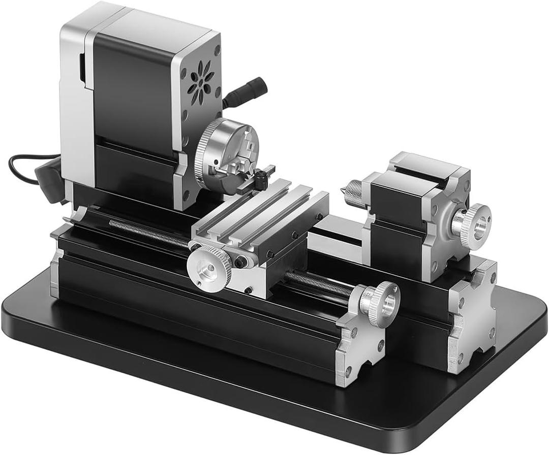 VEVOR Didactical Mini Metal Lathe Machine, 2.76 x 5.12 in, 36W Power Metal Lathe, 20,000 RPM Speed, with 3-jaw Chuck, Aluminum Alloy Handwheel, for Processing Precision Parts Soft Metals Wood Plastics