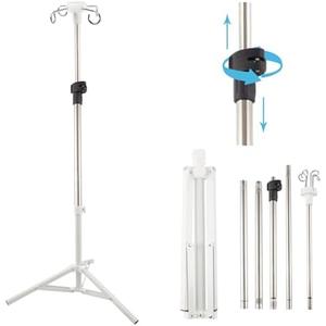 IV Poles,46-86 Inch IV Stand Floor with 4 IV Bag Holder Stand Portable Telescopic Stabilizing Tripod Stainless Steels Pipe Extension Pole Lightweight Strudy and Durable (46-86INCH)