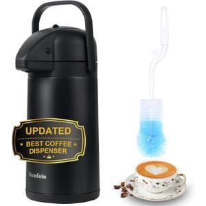 Updated Airpot Coffee Dispenser with Pump, 64 OZ Insulated Thermal Coffee Carafe for Keeping Hot - Cold Water, Party Chocolate Drinks & Stainless Steel Thermos Urn Large Thermal Hot Drink (Black) (64.2 Ounces, Black)