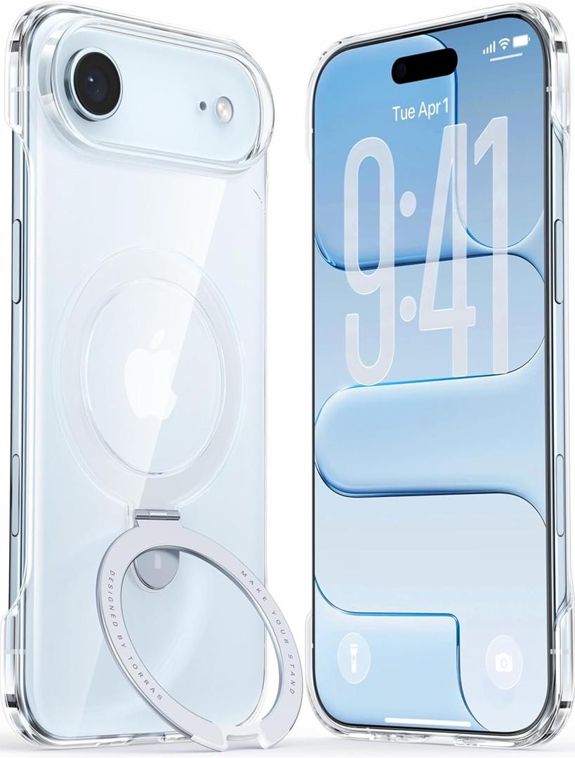 TORRAS for iPhone Air Case, Slim Magnetic Stand, Open-Edge Frame with Thin Fit, Hard PC, Fit for MagSafe, Anti-Yellowing Phone Case for iPhone 17 Air, Daily Protection, Clear