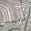 Indoor Outdoor Rug, Beige 6x9 Geometric Arch Striped Area Rugs for Patio and Home Areas, Easy-Cleaning Non-Shedding Living Room, Garden and Deck Washable Outside Carpet (6 x 9)