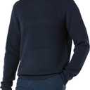 Amazon Essentials Men's Long-Sleeve Soft Touch Waffle Stitch Crewneck Sweater (Large, Navy)