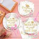 Grencian 96Pcs Pink Graduation Decorations for Women Serves 24 | Class of 2026 Floral Congrats Grad Plates Napkins Gold Bachelor Cap Grad Tableware Set for 2026 Graduation Prom Supplies