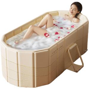 Foldable Bathtub for Adult Large 59'in Collapsible tub Portable Bathtub for Bathroom Folding SPA Tub for Shower Stall, Ideal for Small Spaces (XXL: 59"L x 33.8"W x 21.6"H)