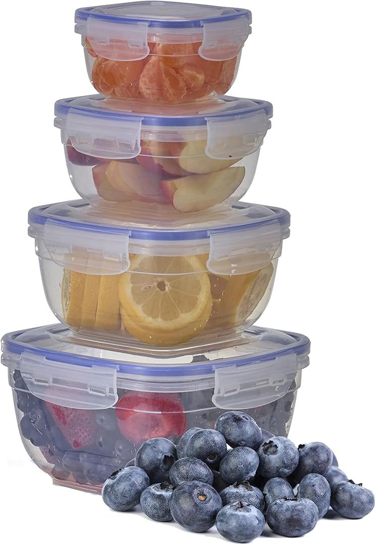 Superio Plastic Food Storage Container Set, BPA Free, Sealed Containers with Airtight Lids for Pnatry, Cupboard, and Fridge- Microwave and Dishwasher Safe (10) (4 Pack)