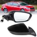 Right Passenger Side Mirror Compatible with 2017 2018 Kia Forte with Manual Folding power glass Heated Black Replace# KI1321213(5 Pins)