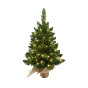 SENNOUL Small Christmas Tree with Lights,2ft Pre Lit Artificial Mini Xmas Tree for Tabletop,Outdoor,Bedroom,Office Decorations,Includes 50 Led Warm Lights,73 PVC Branch Tips,Green（Battery Operated）