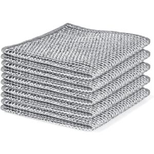 5pcs Non Scratch Wire Dishcloth, Multipurpose Steel Mesh Scrubber for Kitchen - Upgraded Double Layer for Powerful Cleaning, Reusable for Washing Cookware Pans Sinks Dishes Stove Tops