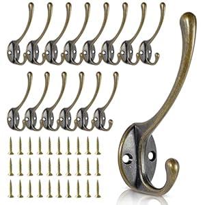 Wall Hooks for Hanging, 15-Pack Heavy Duty Metal Coat Hooks, for Living Room, Bathroom, Kitchen, Bedroom for Towel, Hat, Key, Closet, Bag (Bronze)