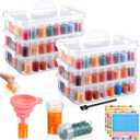 2 Pcs 3 Tier Diamond Art Storage Containers 300 Slots Portable Bead Organizer Box, Stackable Crafts Organizers for DIY Diamond Art Craft Jewelry Bead Storage