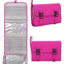 Relavel HangingTravel Toiletry Bag for Women, Large Capacity Toiletries Bag, Travel Essentials Organizer, Hanging Makeup Case for Accessories, Waterproof Bathroom Shower Bag (hot pink)