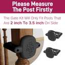 Upgrade 2 Pcs Baby Gate Banister Adapter NoDrill Stair Railing Mount, Fits 23.5 Round/Square Posts, Compatible with Baby & Pet Safety Gates (Black, Standard-B)