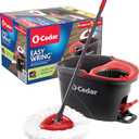 O-Cedar EasyWring Microfiber Spin Mop, Bucket Floor Cleaning System, Red, Gray, Standard, #1 Easywring System