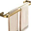 Flybath Double Towel Bar Rail Brass Antique Towel Holder Rack Wall Mounted, Brushed Brass