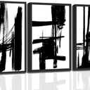 3Pcs Black and White Canvas Wall Art Modern Abstract Paintings Minimalist Line Posters Prints Wall Decor Black and white picture Artwork for Living room Bedroom Bathroom Office Home12x16in Unframed