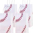16 Pcs Baseball Gift Bags with Handles Baseball Party Favor Bags Baseball Party Candy Bags for Kids Sports Theme Birthday Party Baseball Birthday Party Favors Supplies Sports Party Decoration, white