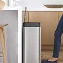 KOHLER 13-Gallon Stainless Steel Step Trash Can, Stainless Steel, Hands-Free Pedal, Quiet-Close Lid, Fingerprint-Resistant, Durable, K-20940-ST