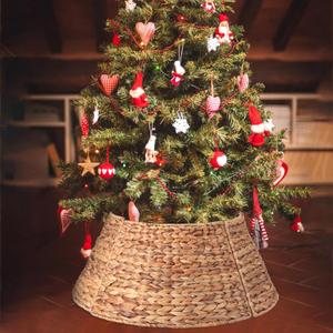 Liliful Christmas Tree Collar Woven Tree Collar Tree Ring Farmhouse Tree Collar Wicker Rustic Tree Skirt for Christmas Tree Decorations(Natural,24 Inches)