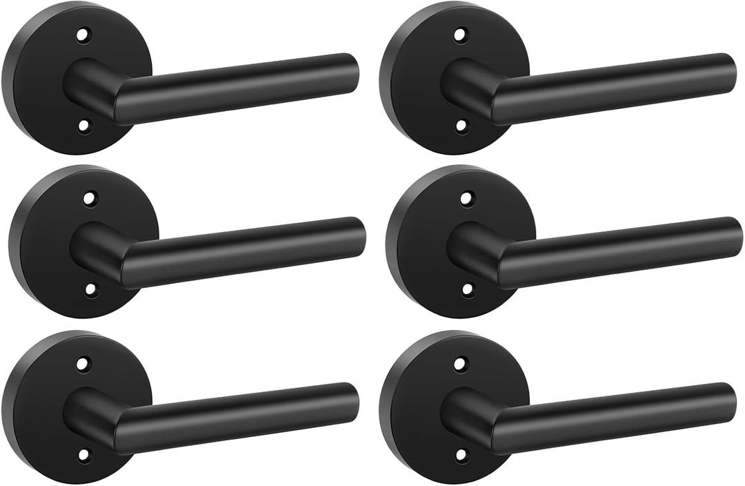 Goldenwarm Black Door Handles Dummy, Matte Black Door Handle Zinc Alloy, No-Turning Dummy Door Levers for Closet Hallway(6 Pieces/3 Pack)