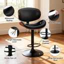 DUMOS Swivel Bar Stools Set of 4, Adjustable Counter Height Bentwood BarStools, PU Leather Upholstery Bar Chair with Ergonomic Back and Footrest, Counter Stools for Bar, Home Kitchen Island, Black, 4 Pack