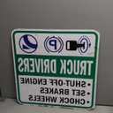 Truck Drivers Sign: Shut-Off Engine, Set Brakes, Wheel Chocks (Reverse Legend) Square Shape 12x12 Inch Metal Sign for Yard, Fence, or Gate