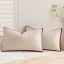 a moment Christmas Red Loop Yarn Linen-Like Pillow Cover Natural Soft Decorative Throw Pillow Case Farmhouse 12x20 Inch, Bohemian Textured Cushion Cover for Sofa Bed, Wrinkle-Resistant Home Decor