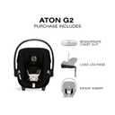CYBEX Aton G2 Infant Car Seat with Load Leg Base - Moon Black, Mfg Date 2025-09-22